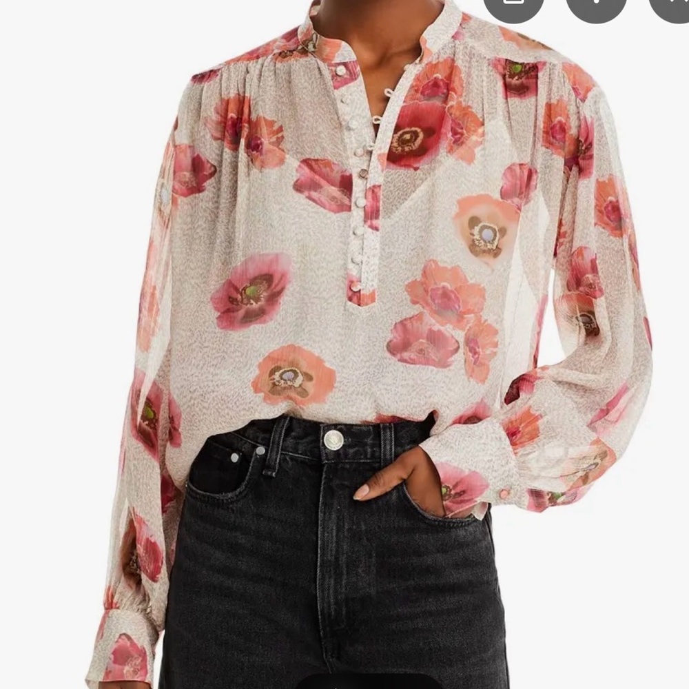 EUC Rag & Bone Carla Chiffon Floral Blouse size M,
